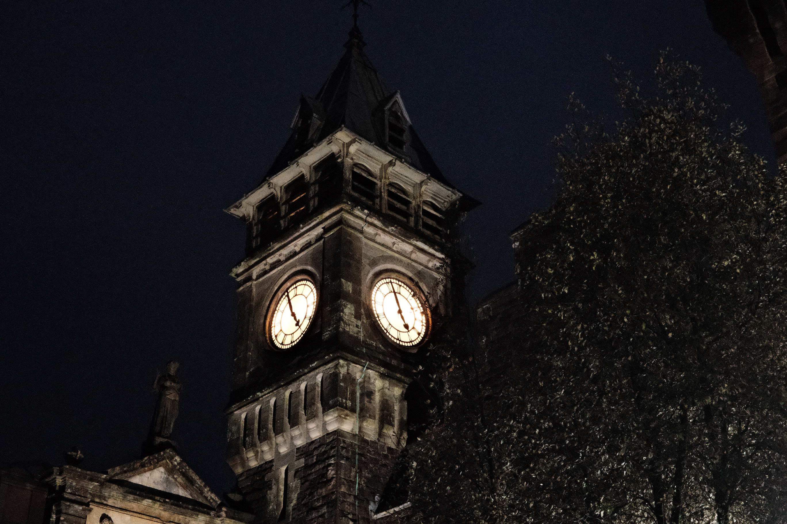 Clock tower at night